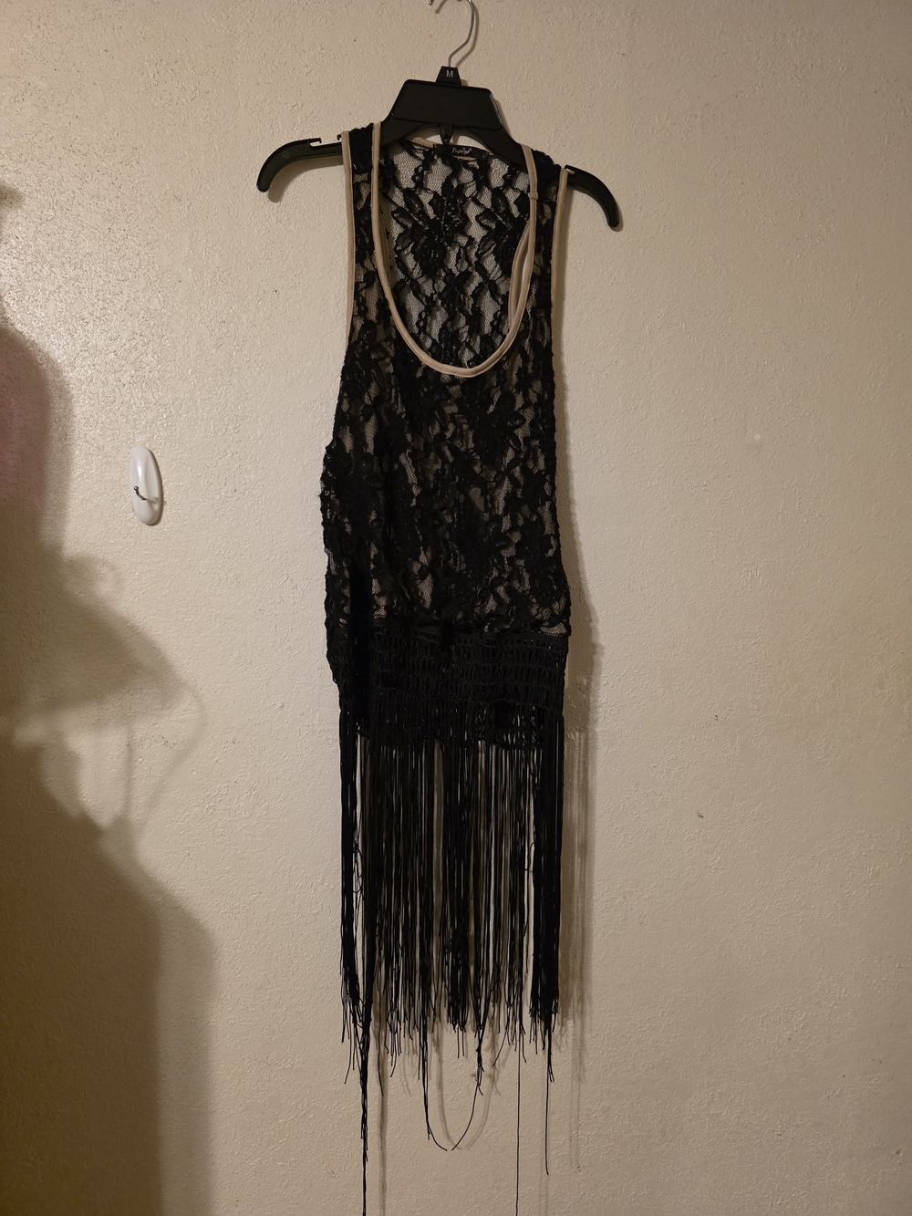 Black Lace Fringe Top